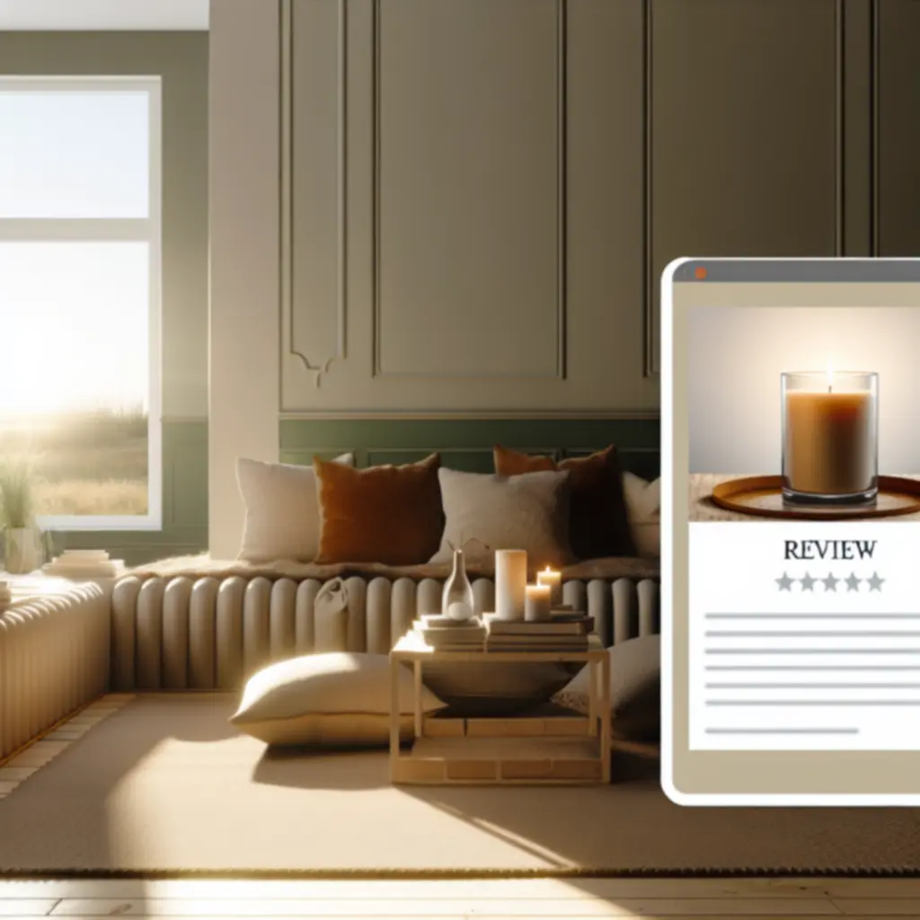 Przytulne wnętrze z zapalonymi świecami i dyfuzorem zapachowym