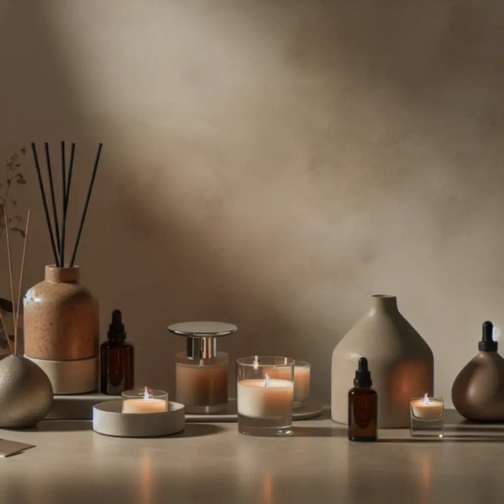 Elegancka kompozycja świec i akcesoriów aromaterapii